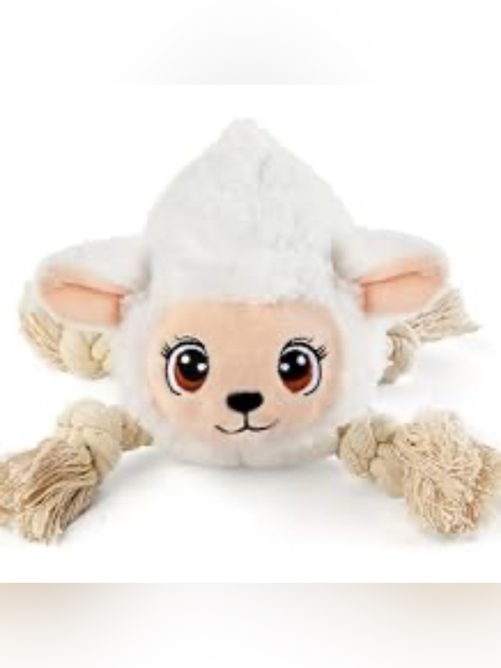 Plush Lamb Rope Chew Toy - White and Cream